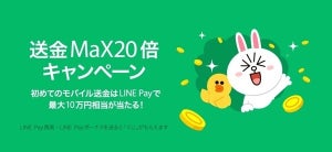 LINE Payで最大10万円を山分けできる! 「送金Max20倍キャンペーン」開催