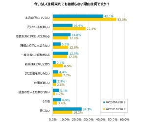 年収600万超でも3割が「あえて結婚しない」 - 理由は?