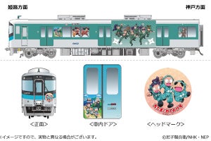 山陽電気鉄道6000系『忍たま乱太郎』ラッピング電車、7/19から運行