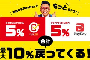 PayPay、最大10％還元される「まちかどペイペイ」10月から