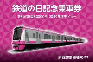 新京成電鉄「鉄道の日記念乗車券」八柱駅乗車券に「八〇〇〇〇形」