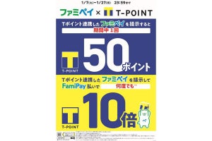 ファミペイ×Tポイント連携記念! ポイント10倍キャンペーンが開催