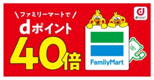 ファミリーマートでdポイントが40倍になるキャンペーン開催