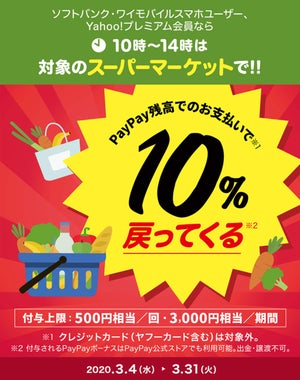 PayPay、スーパーマーケットでの利用で最大10%還元