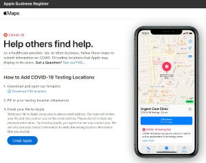 Apple、「マップ」への新型コロナ検査施設の情報提供を受付