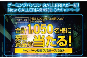 ドスパラ、GALLERIA新筐体を記念した3大キャンペーン