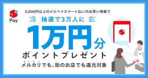 メルペイ、「メルペイスマート払い」の利用で最大1万円分のポイントをプレゼント