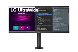 LG、画面位置を自在に調整できるアームスタンド式34型ワイド液晶