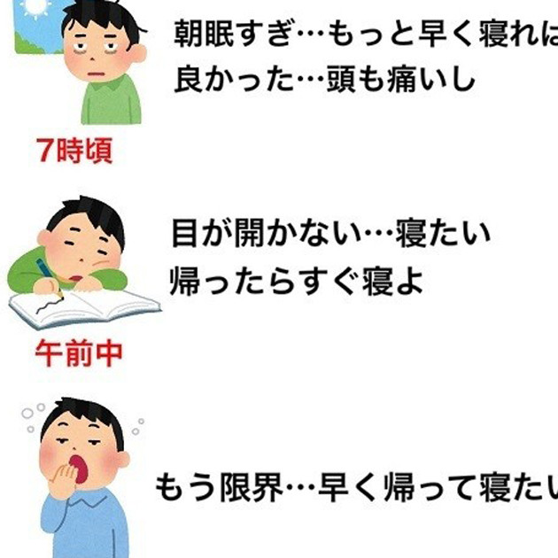 「毎日これの繰り返し」昼夜逆転に陥ってしまいがちな人の一日を描いた投稿に「自分の毎日と完全に一致」「何も反論できません…」と共感の嵐