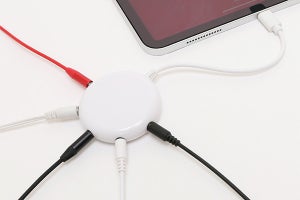 5つのイヤホンに音楽を同時出力、USB-C接続のオーディオ分配アダプタ