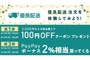 Yahoo！ショッピング／PayPayモールの「優良配送」でクーポン／ボーナス付与キャンペーン