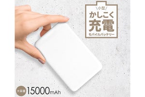 オウルテック、Type-C入出力対応の15,000mAhモバイルバッテリー