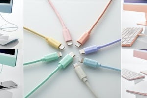 エレコム、iMacのポップなカラーに合わせたUSB-C to Lightningケーブル