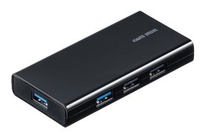 サンワ、スマホ充電用ポート付きのUSB 3.2 Gen1対応7ポートUSB-Aハブ