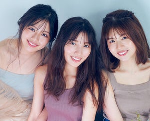 日向坂46・河田陽菜＆松田好花＆渡邉美穂、肩出しキャミで艶やかグラビア