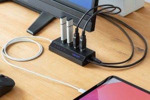 サンワダイレクト、充電専用USB-Cポートを備える4ポートUSBハブ