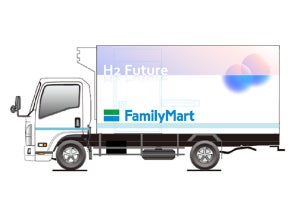 ファミマ、CO2フリー水素を使用したFC小型トラックの走行実証実験を開始