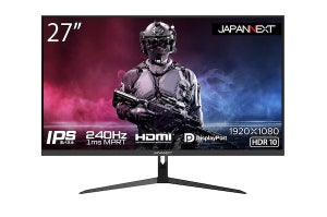 JAPANNEXT、240Hz駆動・1msの27型IPS系フルHDゲーミング液晶