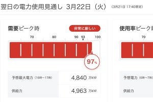 3月22日は電力需給厳しく、東京電力など節電協力を呼びかけ