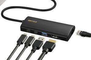 バッファロー、PD 85W対応でギガビットLANや4K HDMIを備えたUSB-Cハブ