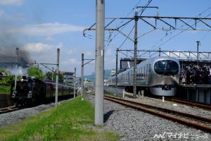 西武秩父駅で「ラビュー」「SLパレオエクスプレス」汽笛吹鳴コラボ