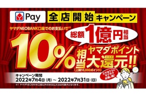 ヤマダデンキ、購入額から10％還元する「ヤマダPay全店開始キャンペーン」