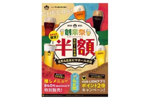 サッポロライオン、創業日の8/4限定で【生ビール全品が終日半額】に!