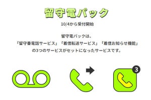 LINEMO、通話オプション3種をセットにした「留守電パック」