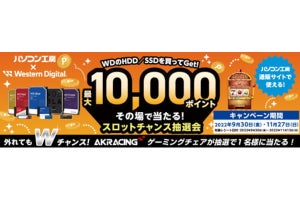 最大1万ポイントをゲットのチャンス!! 「その場で当たるスロットチャンス抽選会」