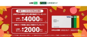 LINEクレカ、新規入会と家族カード入会で最大6,000ポイント付与