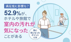 「ホテルや旅館で室内の汚れが気になったことがある」5割超 - 特に気になったポイントとは?