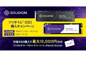 ソリダイム、対象製品購入で最大12,000円分のデジタルギフトをもれなくプレゼント