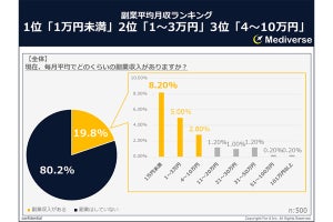 20～60代の約2割、副業収入が「ある」 - その金額は?