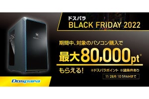 対象PC購入で最大80,000円分相当のポイント還元！ 「ドスパラBLACK FRIDAY 2022」