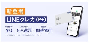 チャージ&ペイで5%還元の「LINEクレカ(P+)」誕生 - 最大1万2,000ポイントがもらえる新規入会キャンペーンも