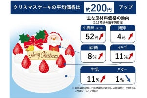 【これもか…!】クリスマスケーキの平均価格3,800円→4,000円台へ