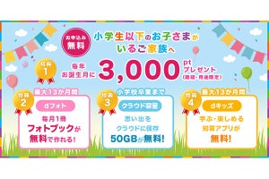 ドコモ、「子育て応援プログラム」を3月に改定 - 中学生も加入可＆ahamoも対象に