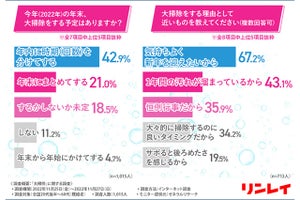 大掃除はどの場所をきれいにする？　徹底的に掃除する？　「みんなの大掃除」について、リンレイが大調査！