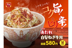 すき家、旨辛だれとシャキシャキ白髪ねぎの「赤だれ白髪ねぎ牛丼」を発売