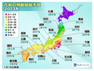 スギ花粉が2月上旬から飛散開始、ピークはいつ? - 関東などで昨年より多くなる予想