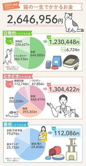 「猫の一生」費用はいくらかかる? - 飼い主3000人調査