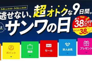 2023年「サンワの日」、直販で38倍ポイントバックや日替わりクーポンなど