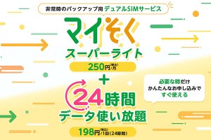 mineo、「マイそく」の24時間使い放題オプションを値下げ - 330円を198円に