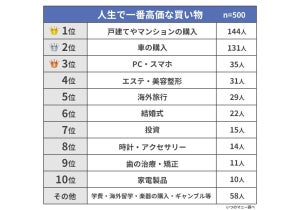 人生で一番お金をかけたことは何ですか? - 最多の回答は?