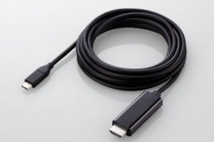 スマホからテレビへの映像出力などに使えるUSB-C to HDMI変換ケーブル、“やわらか”タイプも用意