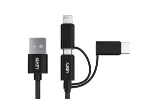 AUKEY、USB-C／microUSB／Lightningの3in1充電／データ転送ケーブル