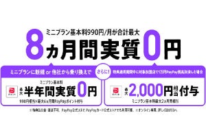 LINEMO、「ミニプラン」契約で最大8カ月分の基本料相当を還元