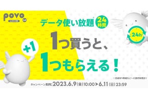 povo2.0、24時間データ使い放題トッピングを購入するともう1回分プレゼント