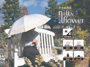 少し大きめサイズで紫外線遮蔽率は99.99％! 晴雨兼用傘「niftyflowerシリーズ」発売