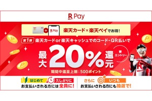 楽天カードと楽天ペイでお得に! 最大20%還元キャンペーン開催中